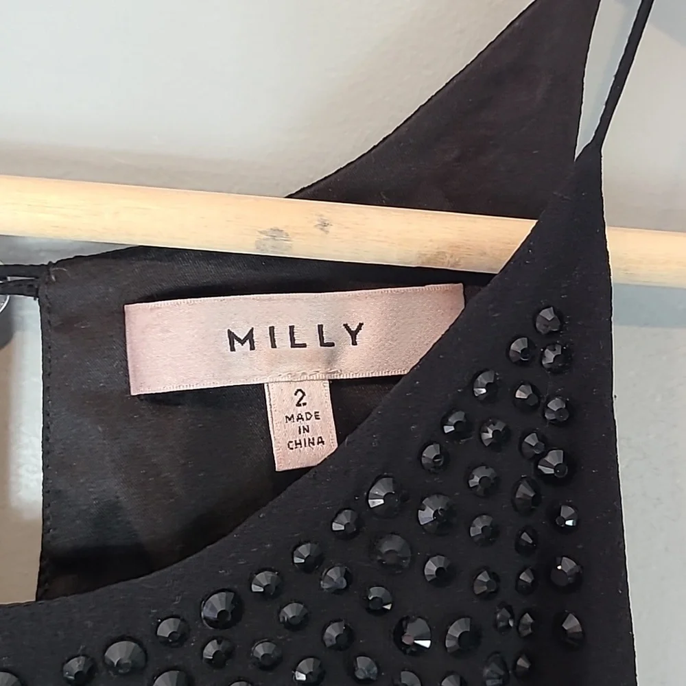 Milly Black Beaded Halter Tank Top - Picture 2 of 7